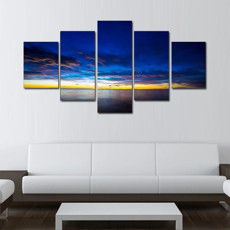 Холст без рамки искусство 5 панелей морская волна небо пейзаж плакат печать