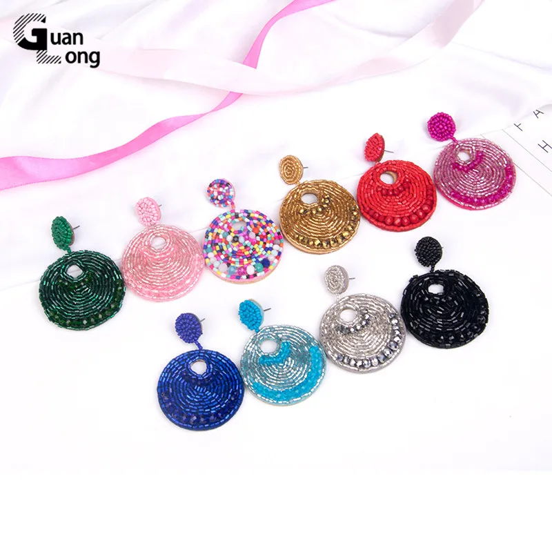 Серьги-подвески GuanLong в богемном стиле женские большие круглые ювелирные