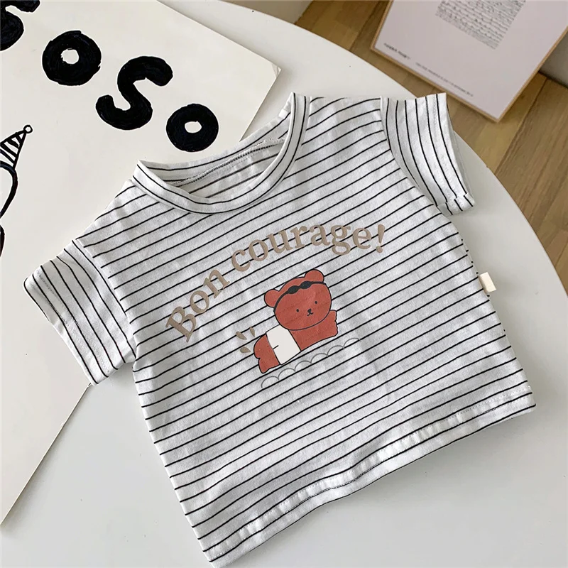 

Korean style Toddler Kids Cartoon Short Sleeve Tees Boys and girls cotton Loose T shirts Baby Thin Casual Tops Infant