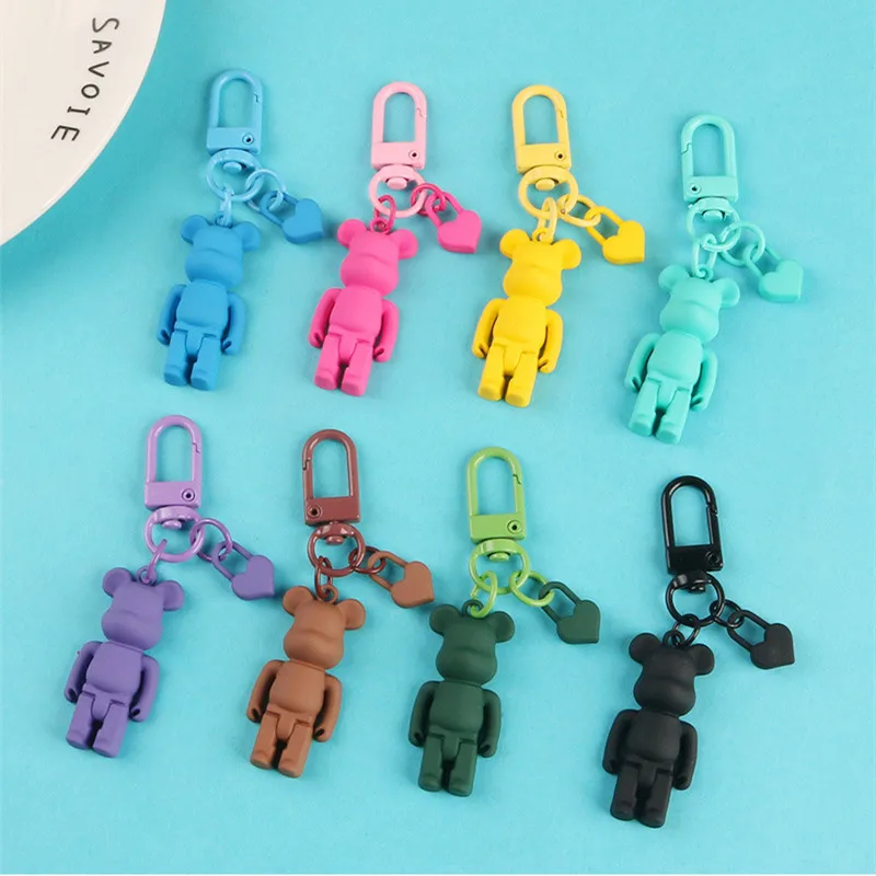 

Модный новый полимерный брелок для ключей в виде медведя, Женский необычный 3D брелок для ключей с милым цветным полым медведем, украшение для пары сумок