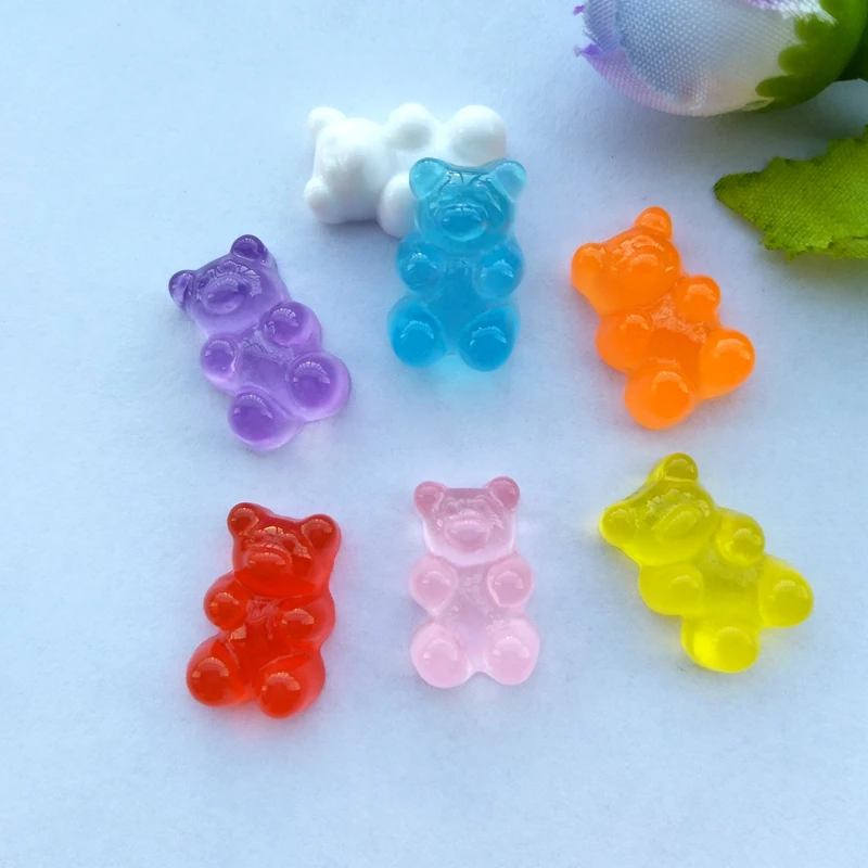 20 шт. смесь цветов смолы медведь сладкие конфеты плоские с задней стороны кабошон