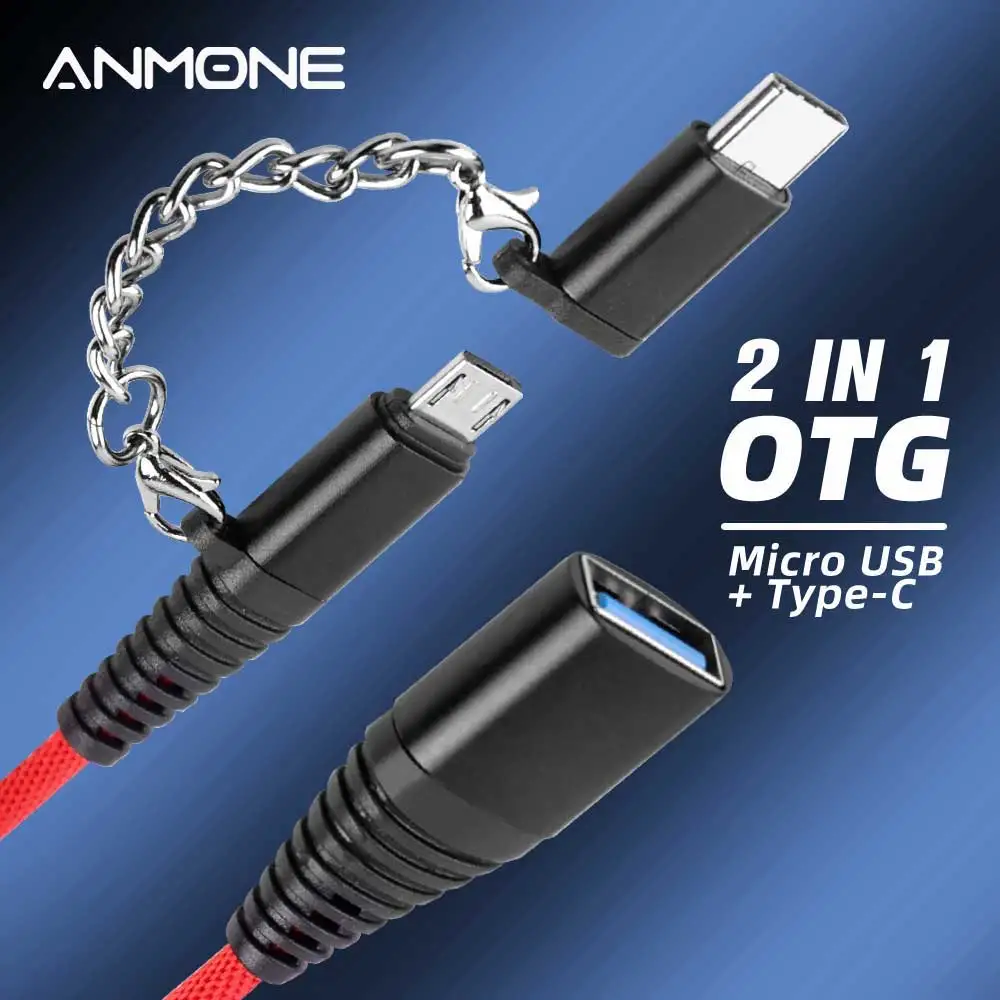 Кабель адаптер 2 в 1 OTG Type c + Micro USB|Переходники и адаптеры| |