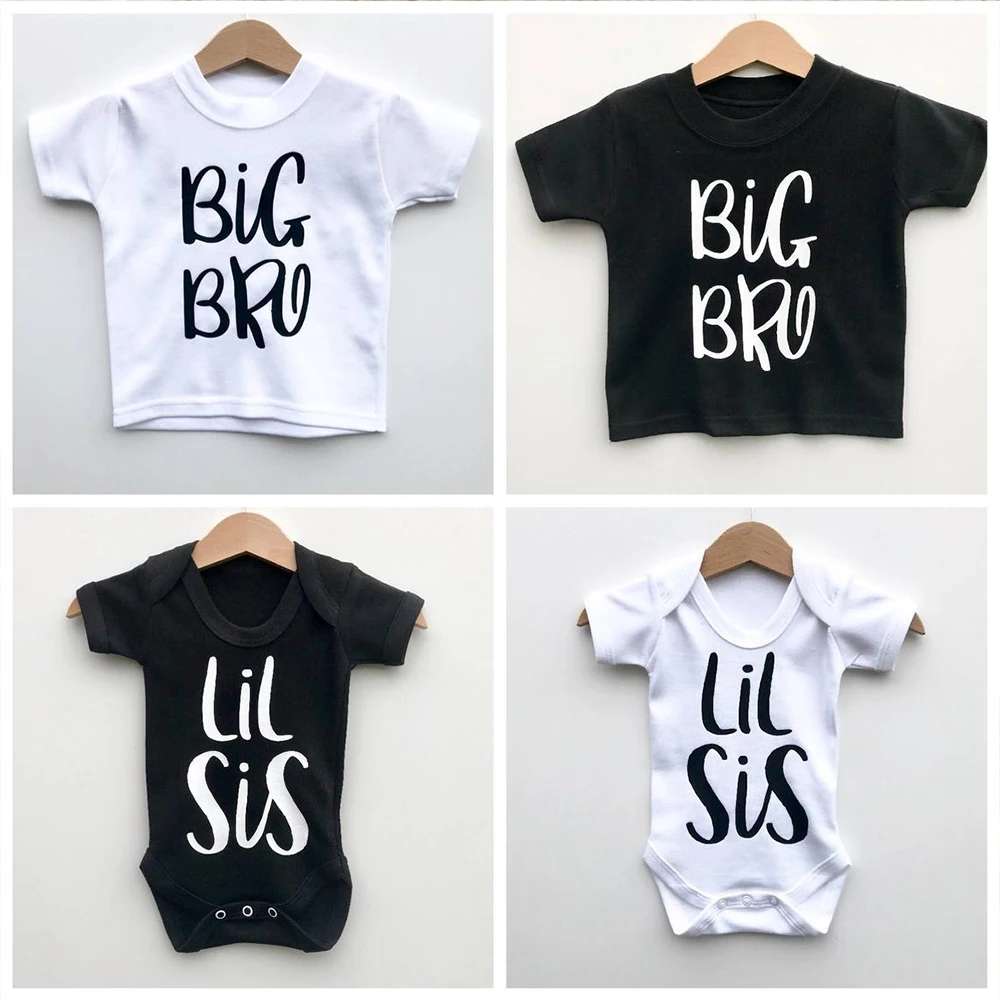 

Personalized Sibling Clothes Children's Gift Big Bro Lil Sis Brother Shirt Custom Sister Shirt Baby Gift friend Matching Shirts