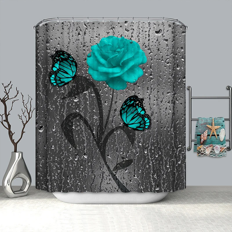 

flower shower curtain fleur de douche curtain shower bathroom curtain butterfly waterproof bath curtain