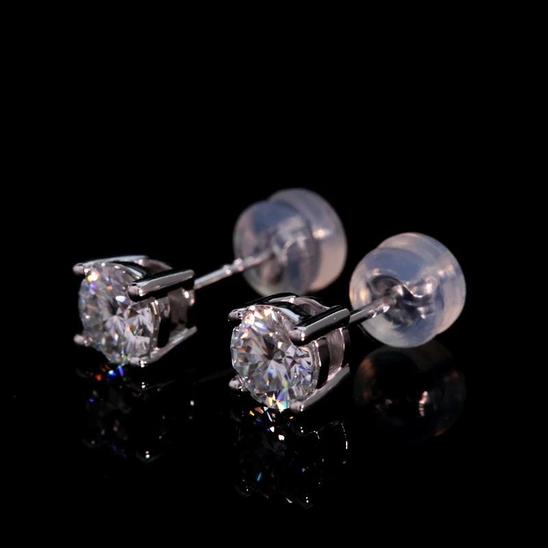 

14K White Gold Moissanite Stud Earring White Moissanite 1CTW 5mm Engagement Wedding for Women