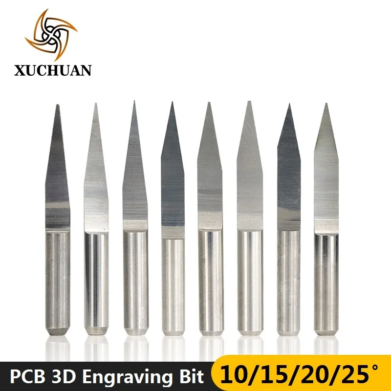 10 шт. 10/15/20/25 градусов PCB гравировальное лезвие V по сниженным ценам! кончик Концевая фреза Вольфрам карбида PCB 3D фреза