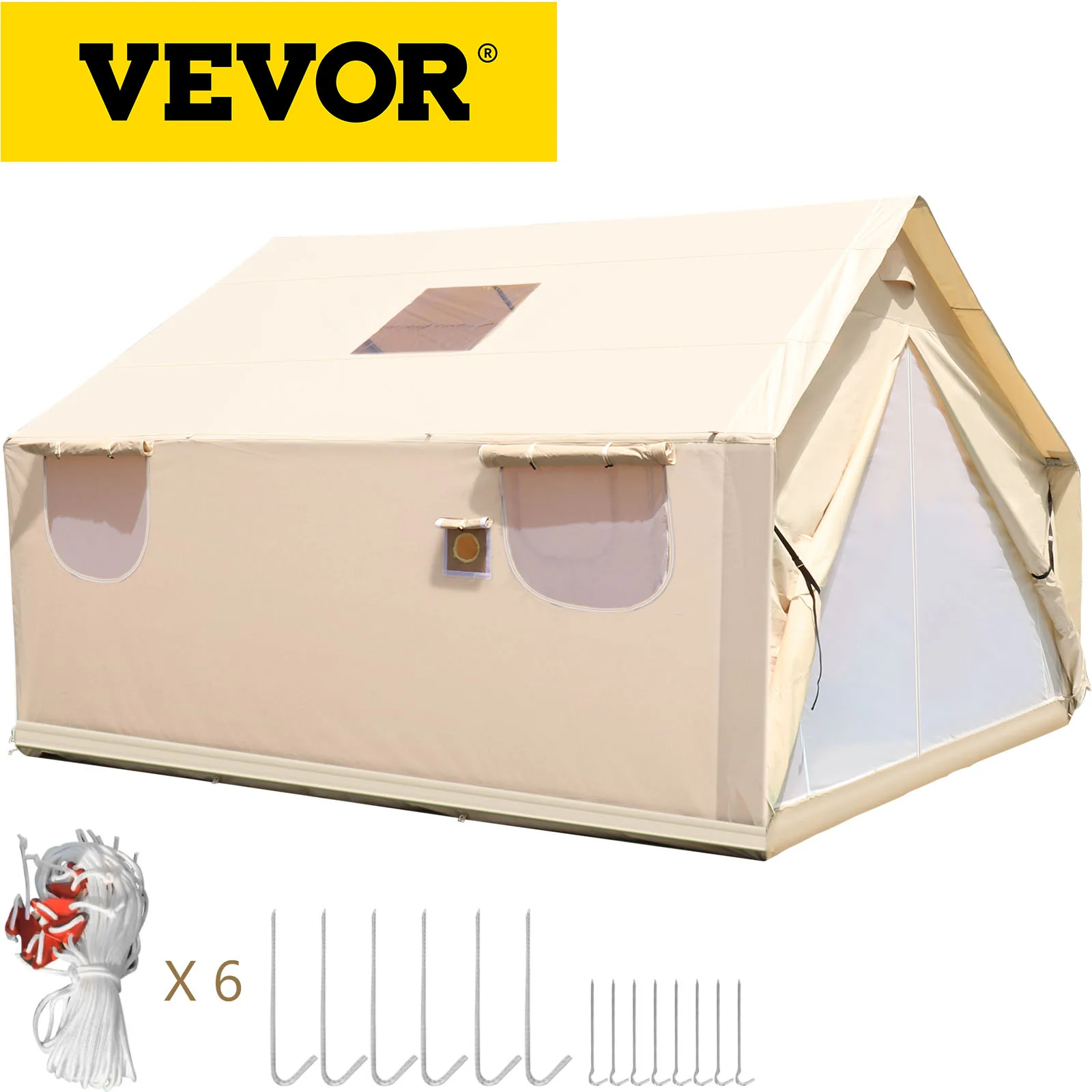 

Брезентовая настенная палатка VEVOR с откидной крышкой из ПВХ, большая Брезентовая настенная палатка, водонепроницаемые палатки из брезента ...