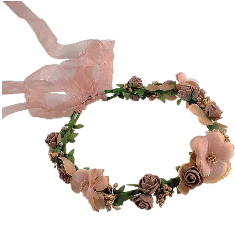 

Bride Women Rose Flower Crown Hairband Wedding Flower Headband Headdress flower girl head wreath Hair Accessories