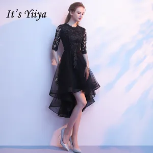 Bridesmaid Dresses It's Yiiya R208 Elegant Lace Half Sleeve Bridesmaid Dress 2020 Black High Low Wedding Guest Gowns Vestidos Bridesmaid Dresses It's Yiiya R208 Elegant Lace Half Sleeve Bridesmaid Dress 2020 Black High Low Wedding Guest Gowns Vestidos