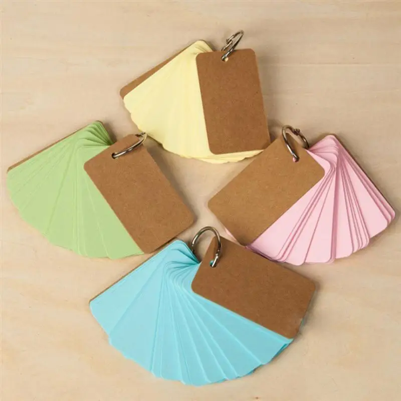 

6pcs Multi Colors Binder Ring Easy Flash Kraft Paper Study Cards DIY Greeting Card (Random Color)