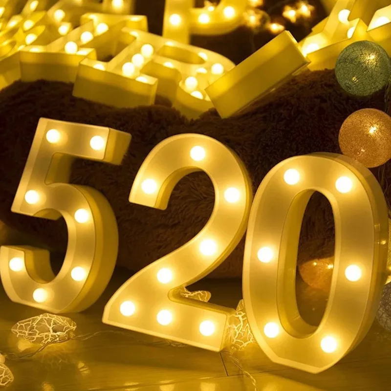 

Decoration 3D LED Night Lamp 26 Letters Love Sign Plastic Alphabet Numbers Light 22cm Home Ornament for Wedding Valentine's Day