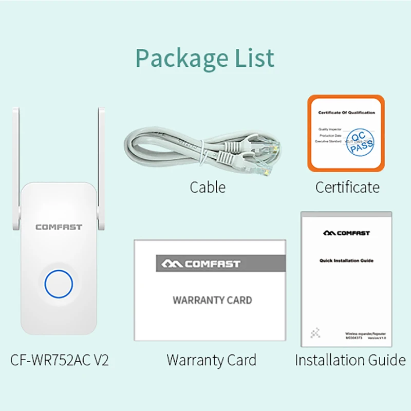 

Comfast 752AC Dual Frequency WiFi Signal Amplifier 1200M Repeater Extender Routing Repeater