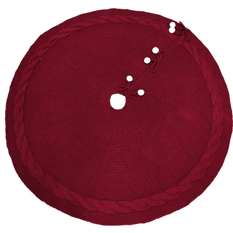 

Christmas Tree Skirt, 48 Inches Traditional Knitted Rustic Tree Skirt, Skirt for Xmas Holiday Decorations Indoor Outdoor