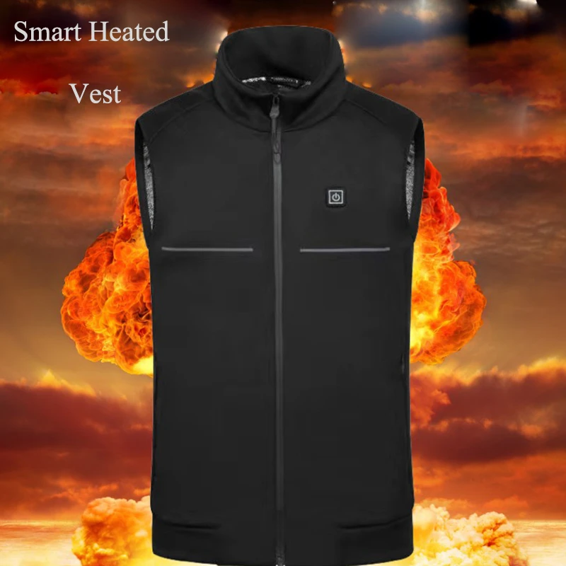 

New Listing Men's Electric Usb Heated Vest Stand Collar Heated Cotton Jacket Women's Outdoor Thermal Vest Fishing Climbing Run