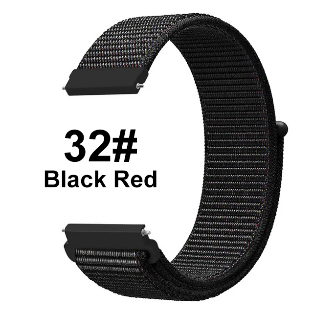 Black Red UEBN 20 мм 22 мм нейлоновый спортивный ремешок для Garmin Vivoactive 3 4 Venu/GarminMove/Forerunner 245 645 ремешок для наручных часов - Цвет ремешка: Black Red
