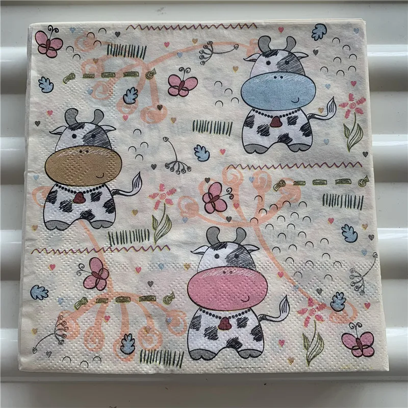 Бумажные салфетки для декупажа элегантная ткань винтажное полотенце мультяшное