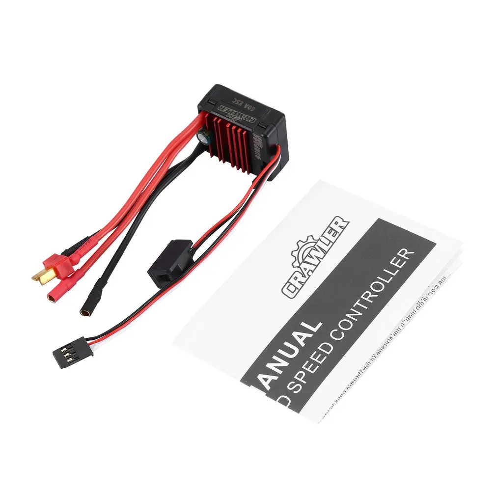 

60A ESC Brushed ESC Electronic Speed Controller Waterproof Brushed ESC RC Car Parts With 7.4V/2A BEC For 1/10 RC Crawler Car