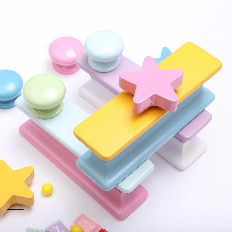 

Children Wooden Cabinet Knobs and Handles Kitchen Door Handles Macaron Wardrobe Cupboard Handle Drawer Knob Furniture Pulls
