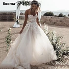 Свадебные платья Booma, 2021, Кружевная аппликация для принцессы, трапециевидные, из тюля, с открытой спиной, свадебные платья