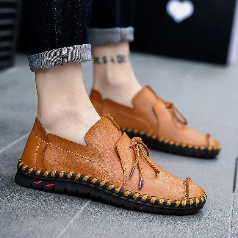 Мужские кожаные повседневные туфли водонепроницаемая рабочая обувь модные