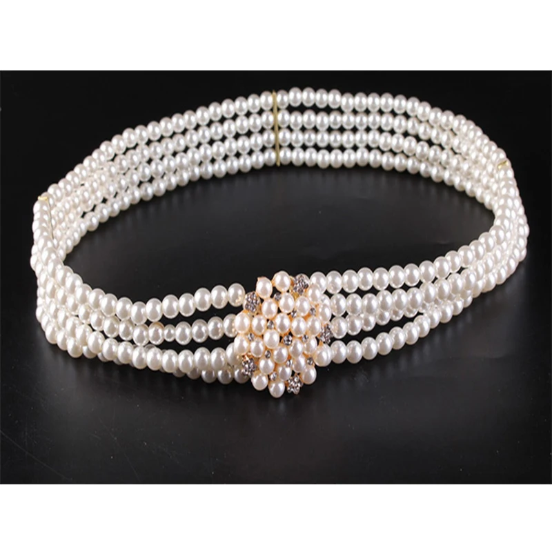 Очаровательная Женская Роскошная поясная цепочка с жемчугом украшенная цветами