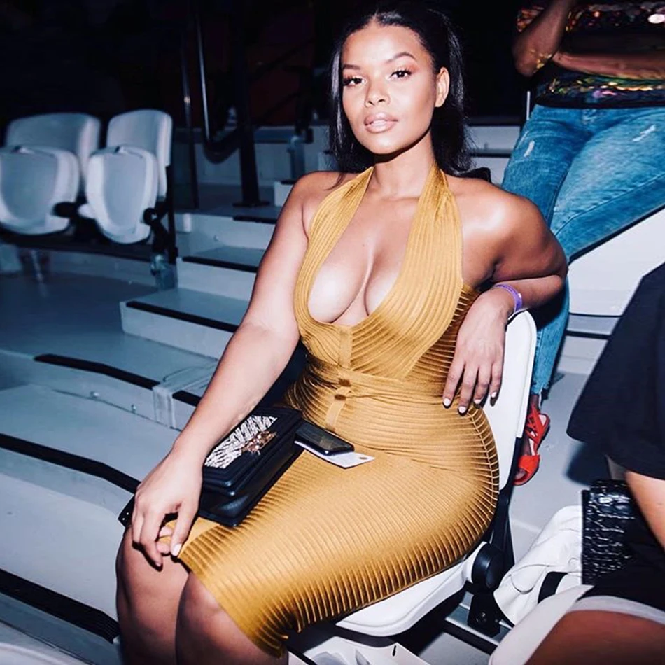 2020 новое летнее модное платье с вырезом на шее женское сексуальное Бандажное