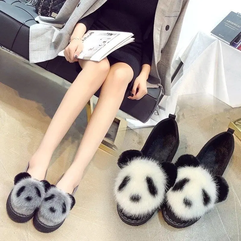 Новинка 2019 года зимние модели бархатная обувь с кроликом в горошек Студенческая