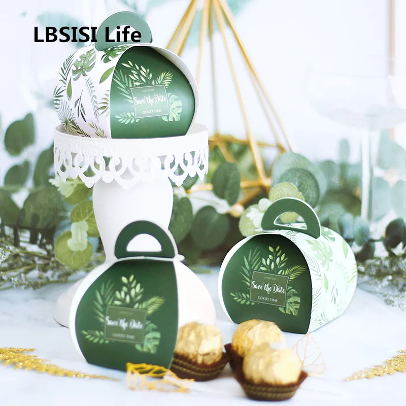 LBSISI Life Save The Date Green Candy Packaging Box Свадебные вечерние конфетные коробки с