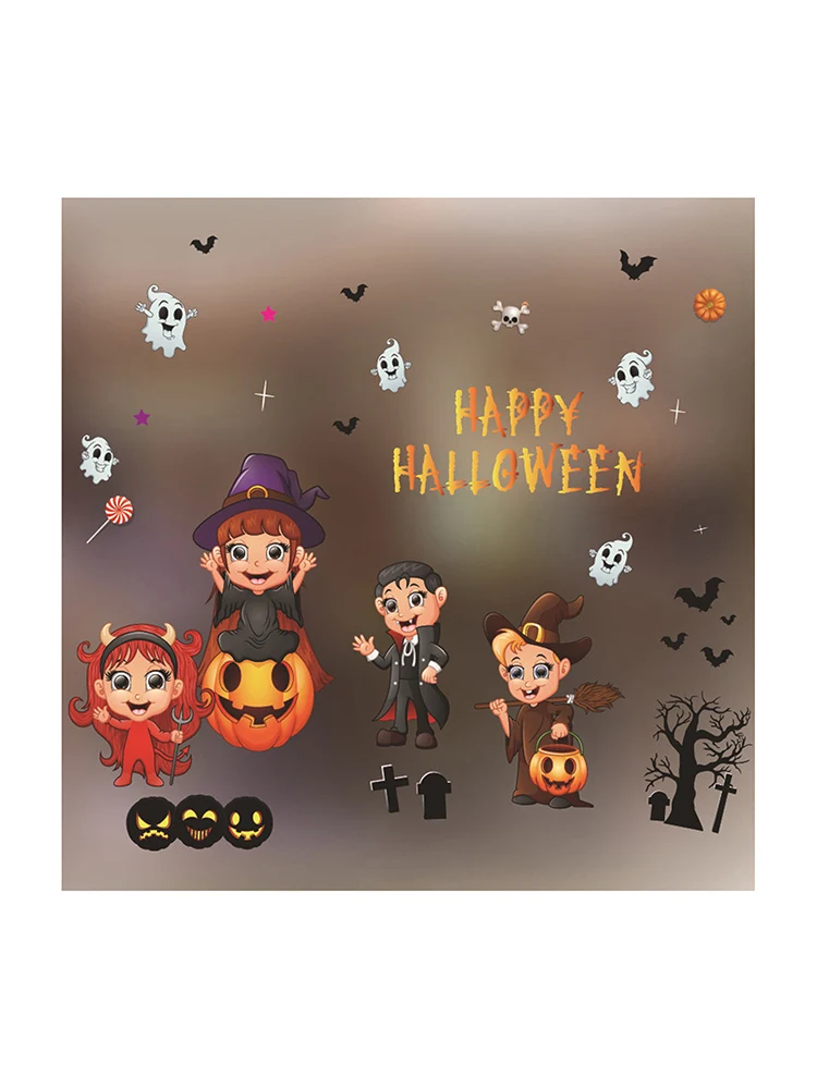 Новые цветные электростатические наклейки на Хэллоуин оформление окна без