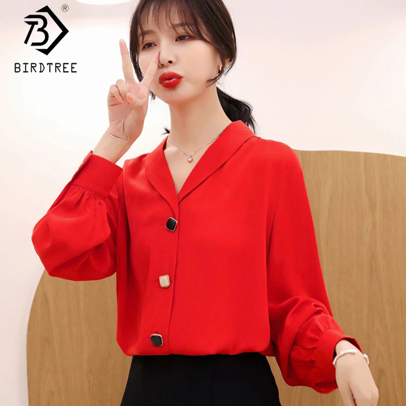 Женская шифоновая блузка рубашка с v образным вырезом и рукавом фонариком