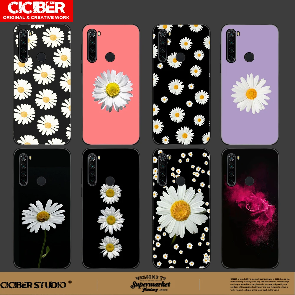 

Daisy Flower Case For Xiaomi Redmi Note 10 9 8 7 10X 8T 9T Pro Max Mi Note 10 9 8 9T Pro F1 Poco X3 Phone Cases Black Cover Capa