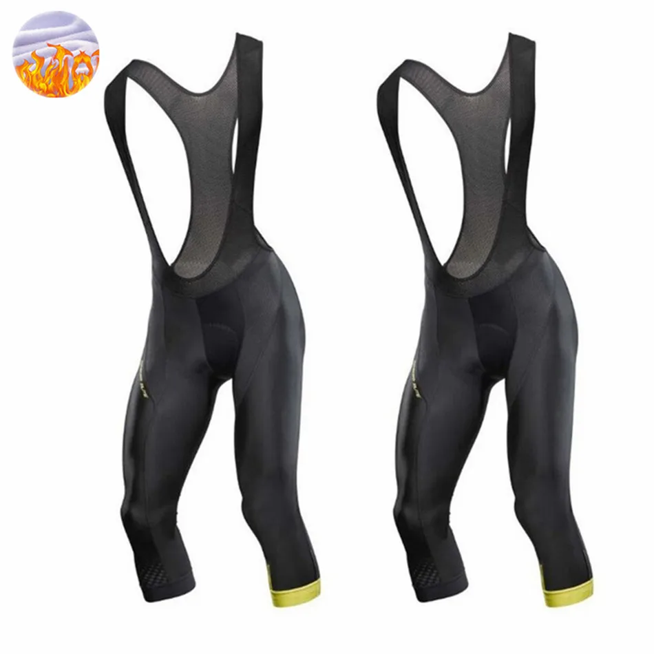 

Professional Team Winter Cycling Shorts 3/4 long Pants Men Control Knickers Thermal Fleece Bib Culotte Road MTB Bike Warm Tights