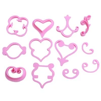 12pcs wedding various flowers seal 3d cookie fudge cutter biscuit molds diy lace cake moulds decorating baking accessories tools