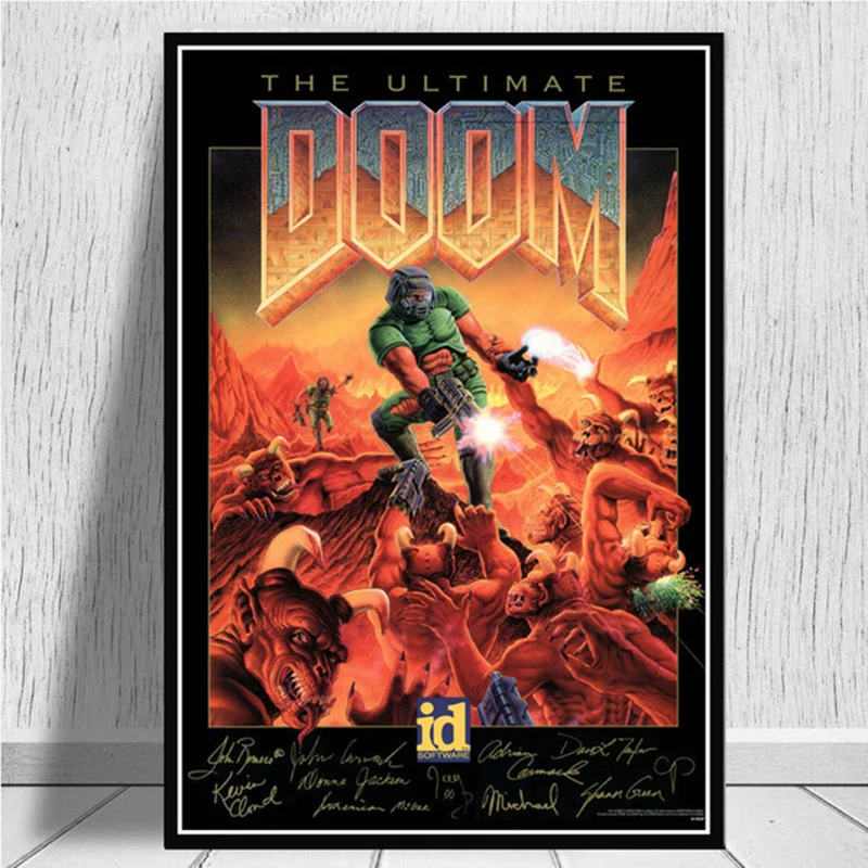 Картина на холсте игры Doom Классические постеры и печати видеоарт на стену с изображениями для детской комнаты домашнего декора Куадрос.