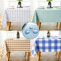 plastic pvc thick rectangula grid printed tablecloth waterproof oilproof home kitchen dining table colth cover mat oilcloth wash