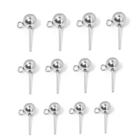 30pcslot 3456mm stainless steel pin findings stud earring basic pins stoppers connector for diy jewelry making accessories