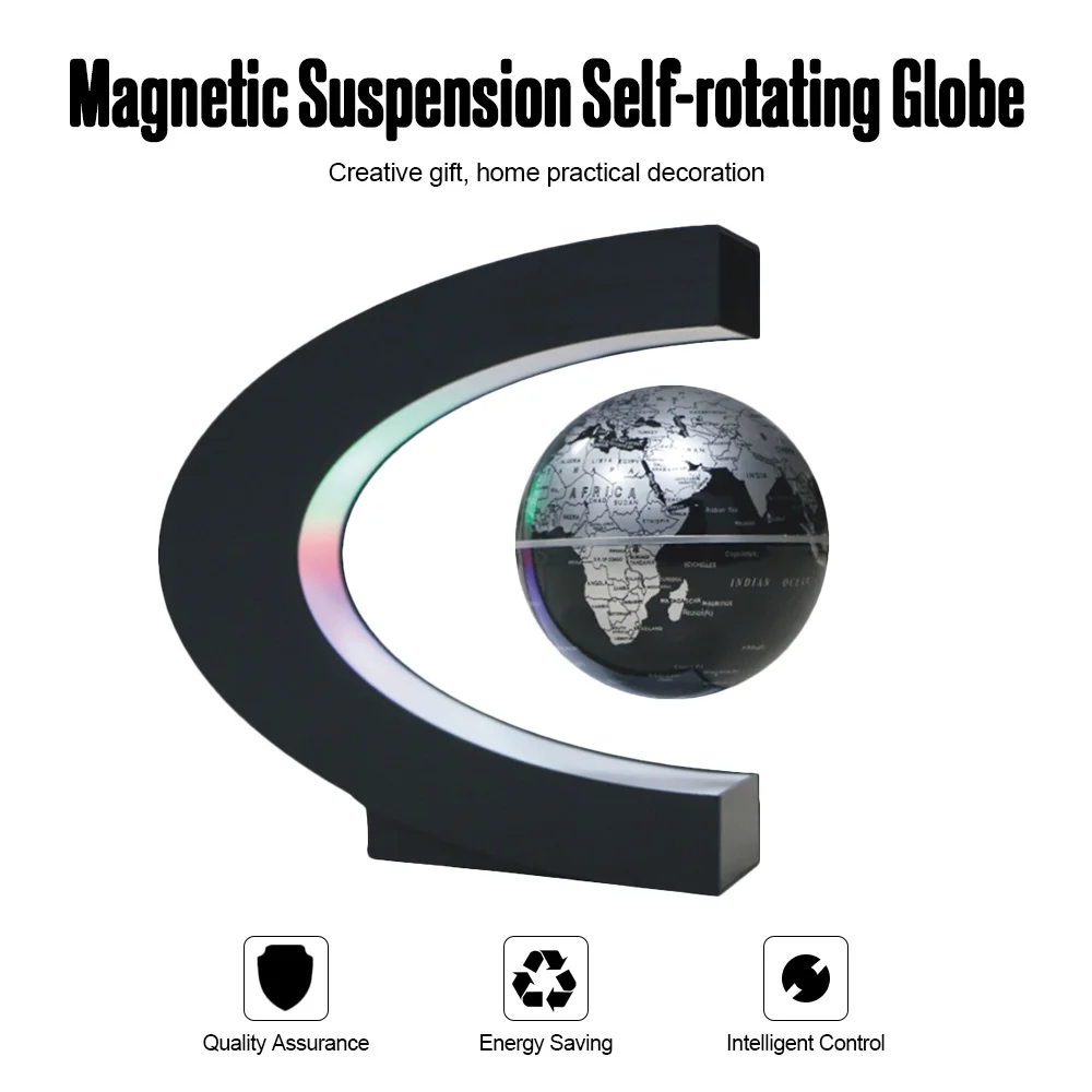 

3"C Shape Magnetic Levitation Floating Globe Maglev Levitation Rotating Globe World Map for Teaching Home Office Desk Decoration