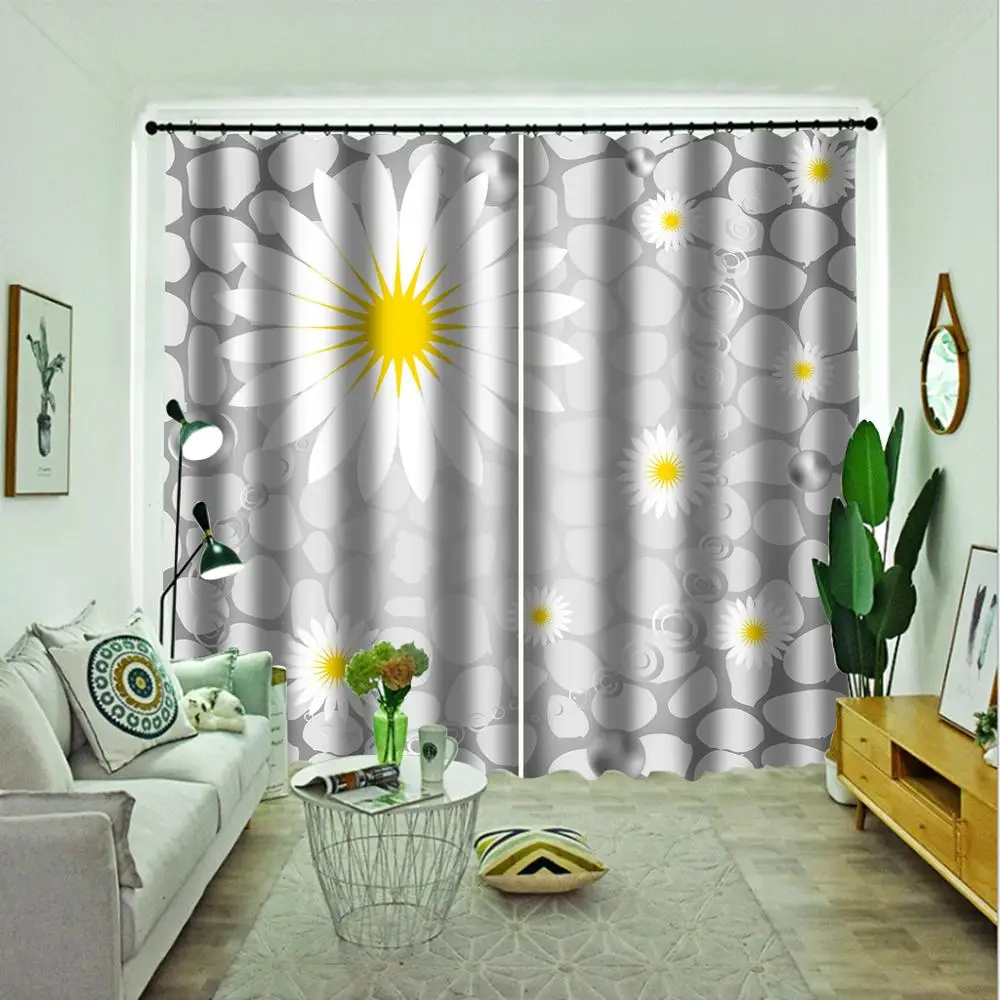 Милые белые шторы с ромашками полиэстер ткань для гостиной спальни цветочным