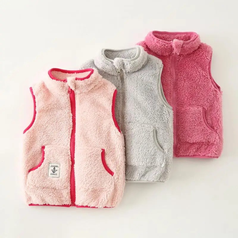 

2022 Children Clothing Comfort Cotton Velvet Vest Spring And Autumn New Imitation Lamb Velvet Warm Jacket Zipper Vest Vest 3-10Y