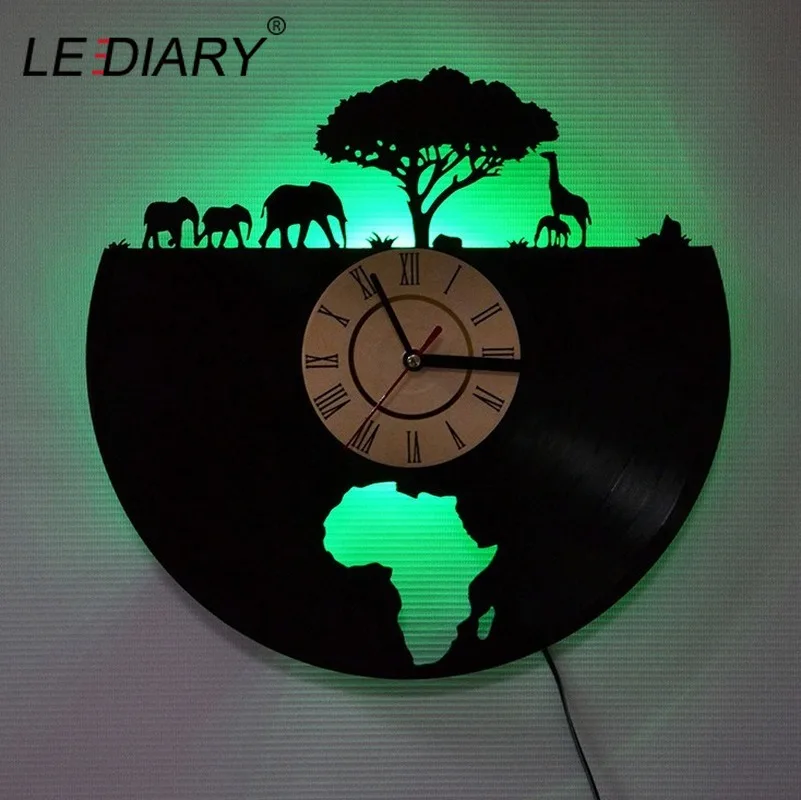 LEDIARY Ретро виниловая запись настенная лампа часы RGB пульт дистанционного