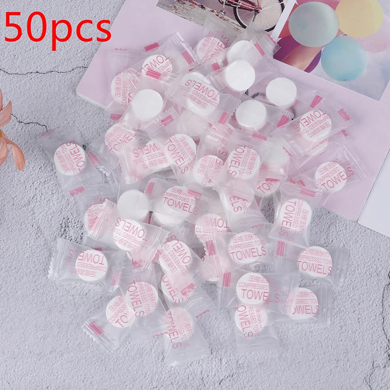 

50pcs Compressed Towel Outdoor Travel Disposable Towel Nonwoven Pill Towel Makeup Cleansing Towel 22 * 20cm