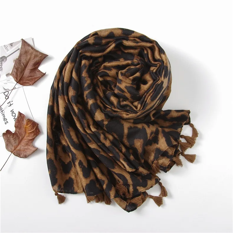 Шарф с леопардовым принтом мягкие хлопковые шали и шарфы в британском стиле