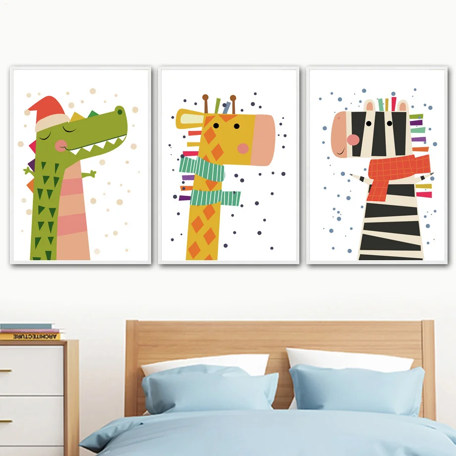 Картина на холсте с изображением жирафа зебры крокодила|Рисование и каллиграфия|