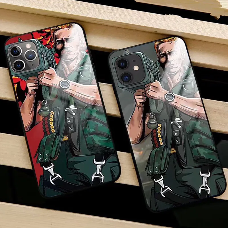 Arnold Commando Terminator Cannon Gun Case For iphone 11 Pro Max XS XR 10 7 8 6 PLUS 6plus Luminous Glass LED Cover Harley Thor |