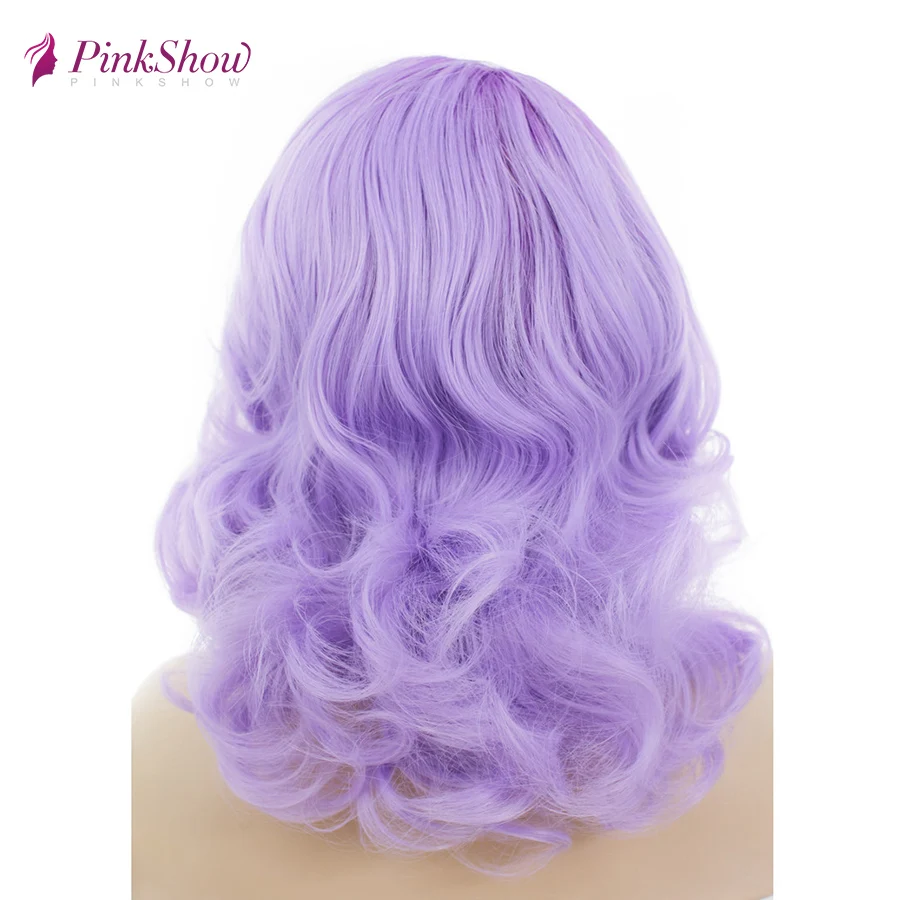 Pinkshow Purple Wig Ombre Lace Front Short Synthetic For Women Two Tone Dark Root Heat Resistant Fiber | Шиньоны и парики