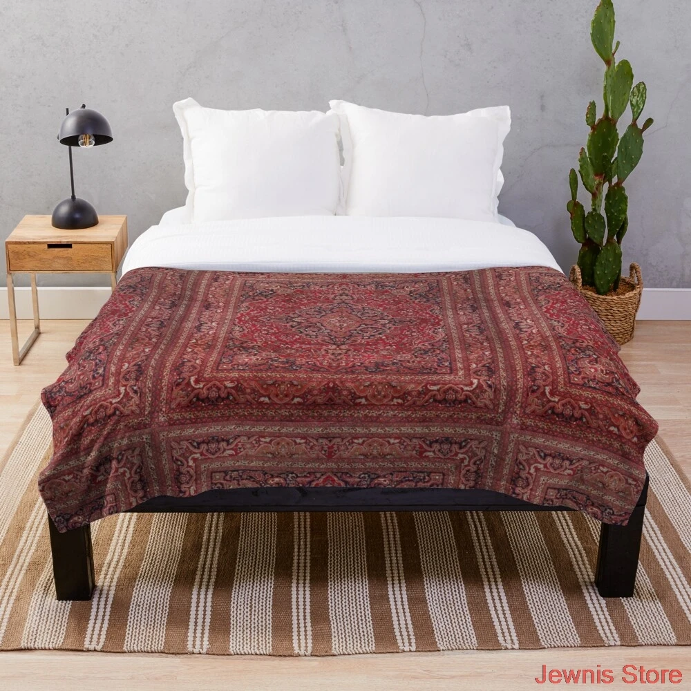 

Antique Persian rug Throw Blanket Sherpa Blanket Warm Super Soft Flannel Office Nap Bedspread Sofa Bedding Plush Quilt Plaids