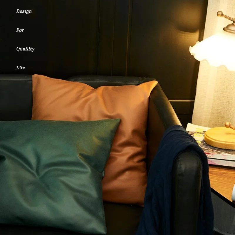 

2021 Polyester Soft Imitation Leather Technology Cloth Pillowcase Modern Simple Multi-color Optional Square Cushion Cover