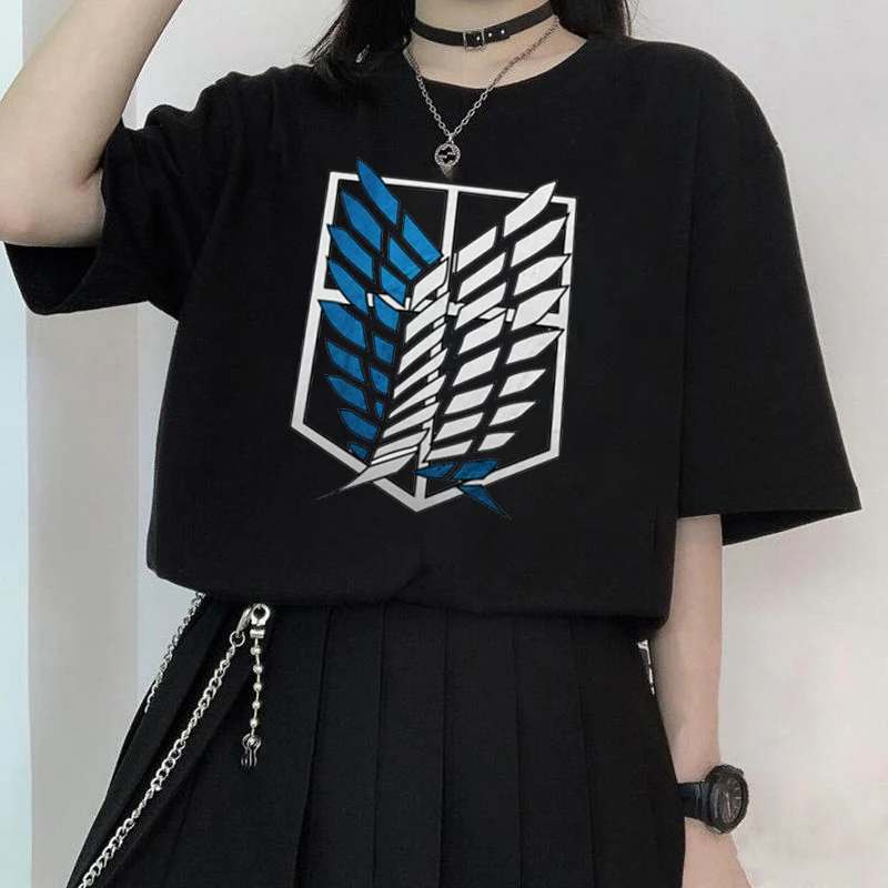 

Футболка с рисунком аниме «атака на Титанов», модный топ с рисунком крыльев свободы, Повседневная Уличная одежда для мужчин и женщин, летние...