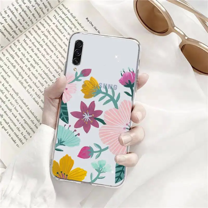 

flower rose daisy leaf Phone Case Transparent for Samsung s9 s10 s20 Huawei honor P20 P30 P40 xiaomi note mi 8 9 pro lite plus