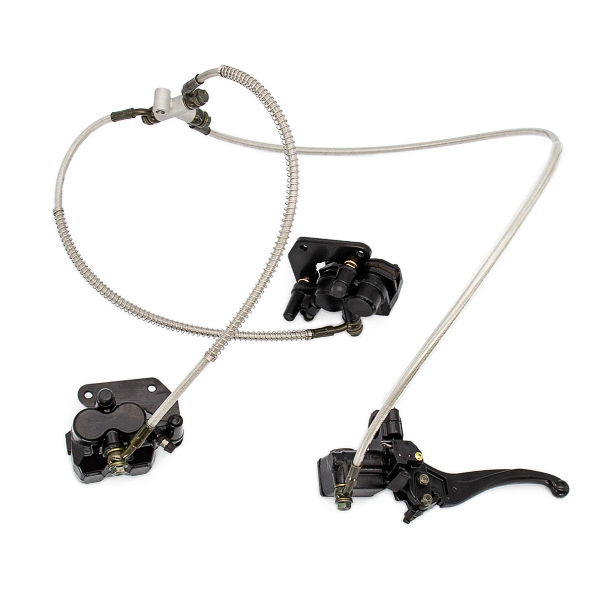 

Front Brake Assembly 1 Set Of 2 In 1 Foot Lever Hydraulic Disc Brake Pump For Disc ATV Kart Off-Road Vehicle Scooter Parts